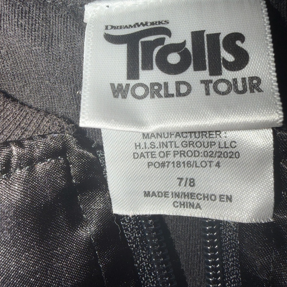 DreamWorks Trolls World Tour girls' metallic bomber jacket size 7/8 - Picture 6 of 7
